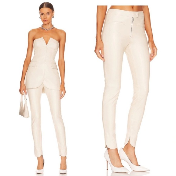Alexis | Vincenzo Faux Leather Zip Hem Pants In Cream Size XS NEW - Picture 1 of 13